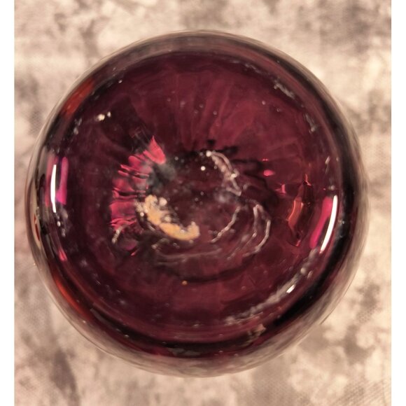 Amethyst Purple Handblown Glass Pitcher With Clear Handle - Picture 5 of 6